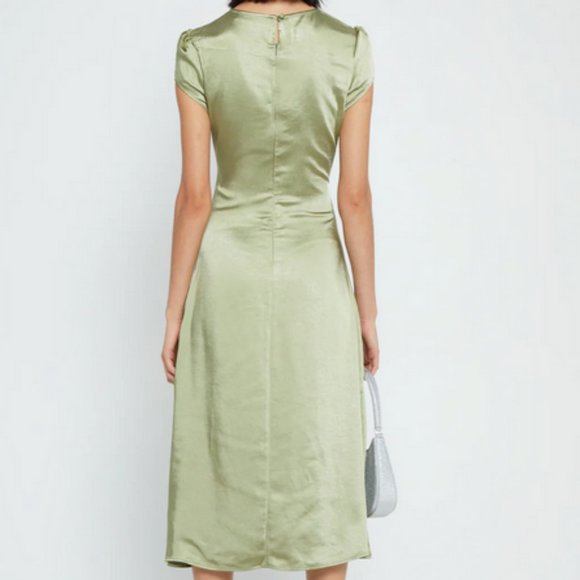 Few Moda Satin Midi Quinn Dress XS Moss NWT - Picture 2 of 3